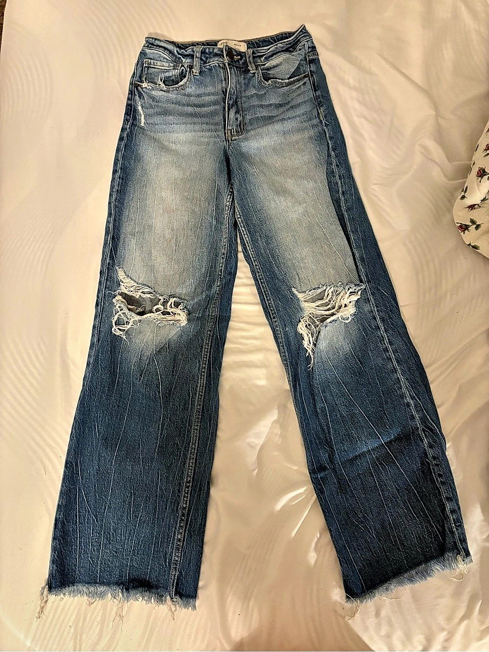 BKE Billie Slim Fit High Rise Wide Leg Jeans Blue Waist 28